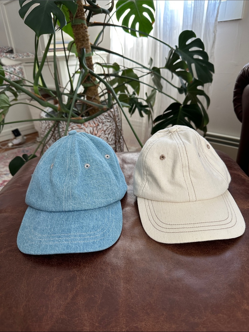 Set of two Banana Republic Denim Blue and Cream Cotton Baseball Caps